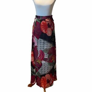 Dark floral bright high waist maxi skirt small